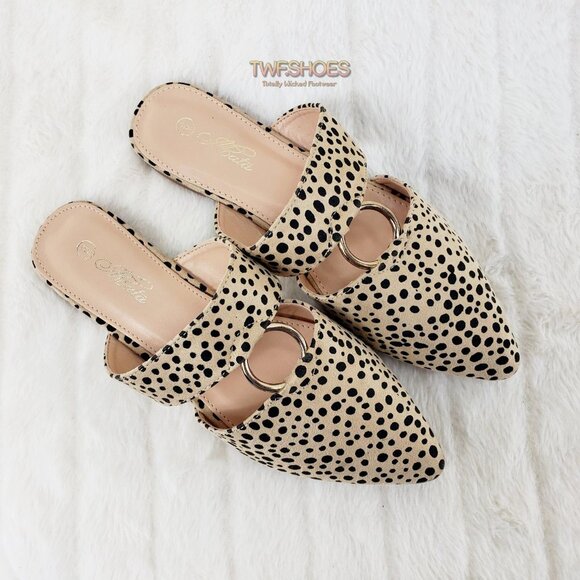 Brand New Cheetah Pointy Toe Flats Mules Clogs Slippers - Picture 6 of 9